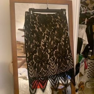 Black lace pencil skirt